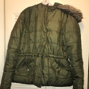 Olive Green Puffy Winter Jacket